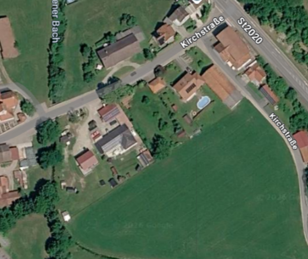 Luftaufnahme Klosterbeuren bei Babenhausen mit Kirche und Wiesen